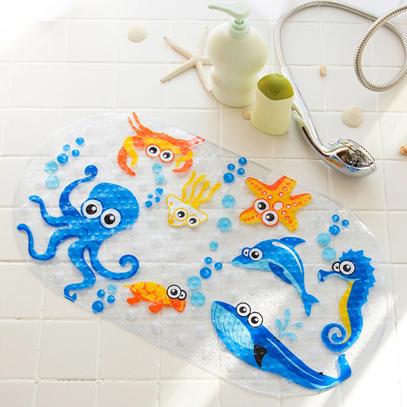 PVC Bathroom Children Non-Slip Mat Carpet For Kids Safety Baby Tub Mat Home Kitchen Mats Bath Mat With Suction Cup 68x38cm