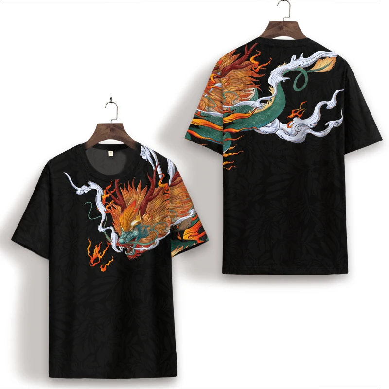 

Exquisite dragon pattern 3d digital printing short sleeve t shirt Summer New top quality soft comfortable icy t shirt men XS-7XL