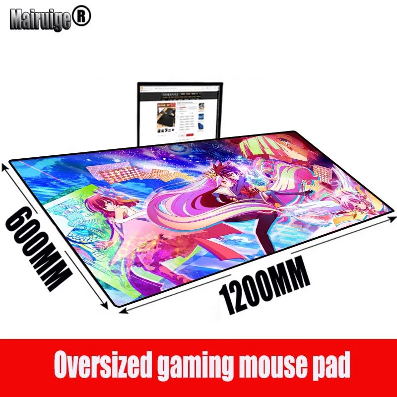 

MRGBEST Game No Life Anime Gaming Large Mousepad Non-slip Rubber Locking Edge Pc Computer Office Desk Mat for Csgo