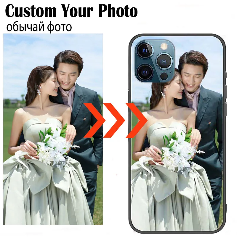 Customized Photo Glass Cases For iphone 12 Pro Max DIY Personalised Picture Phone Cover For iphone 15 Plus 12 mini TPU Case Soft