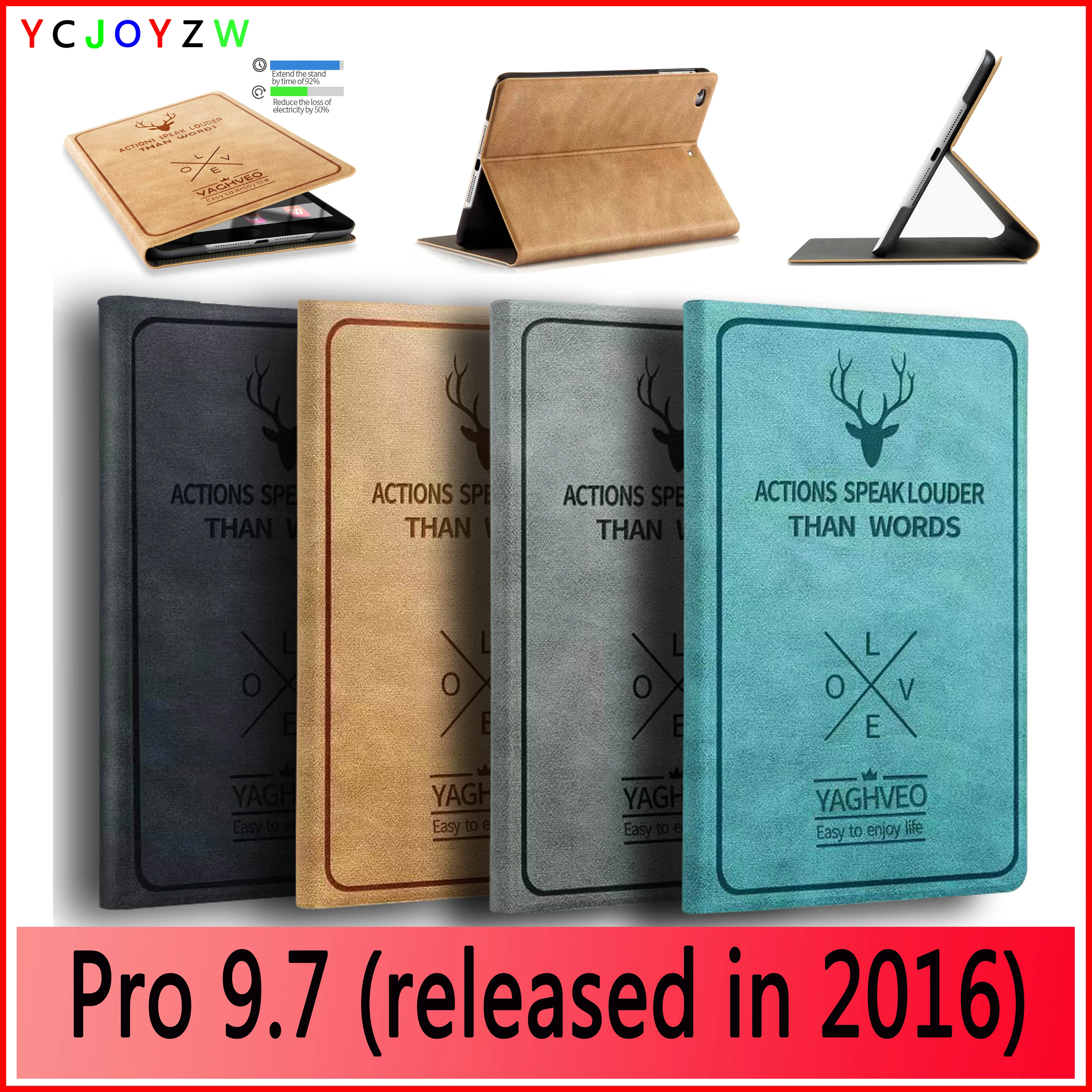 For 2016 Apple iPad Pro 9.7 inch Case A1673`1674`A1675 Deer Head Cover Magnetic smart sleep wake Case