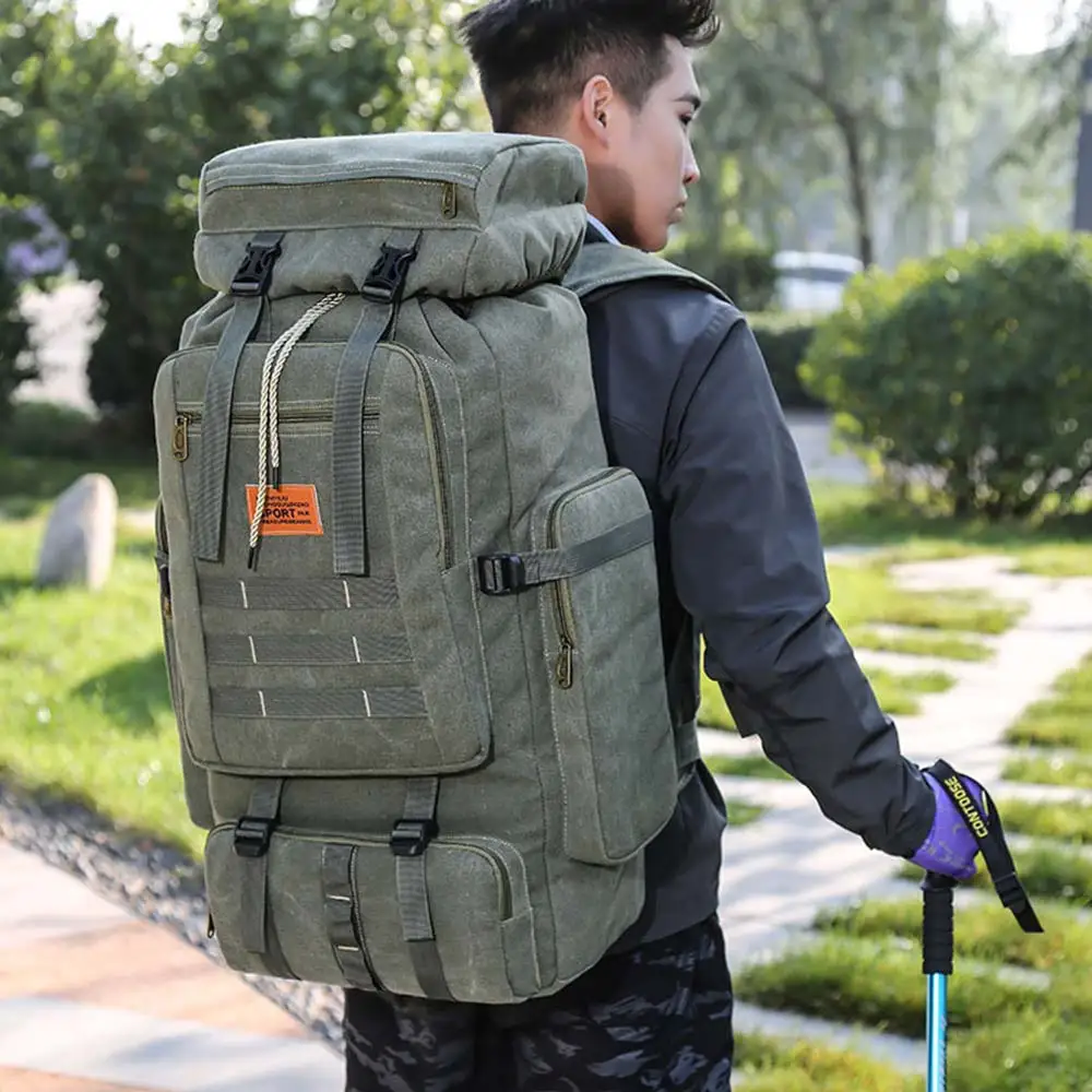 

70L Large Mountaineering Backpack Men's Camping Hiking Tactical Molle Rucksack Waterproof Terkking Bag Outdoor XA229G