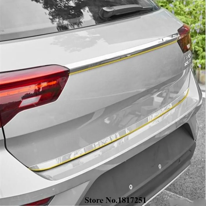 For T ROC 2017 2018 2019 2020 2021 Stainless Steel Car Tailgate Rear Door Cover Molding Trim Car Accessories