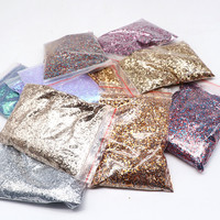 50g Nail Polish Sequin Champagne Silver Gold Mixed Purple Series Gloss Glitter Powder Gel Polishing Set for Gel Nail Decoration