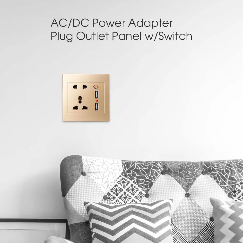 Dual USB Smart Home Wall Charger Socket Adapter Wall Socket Universial Phone Charger Power Outlet Panel 5V 2.1A Phone Holder