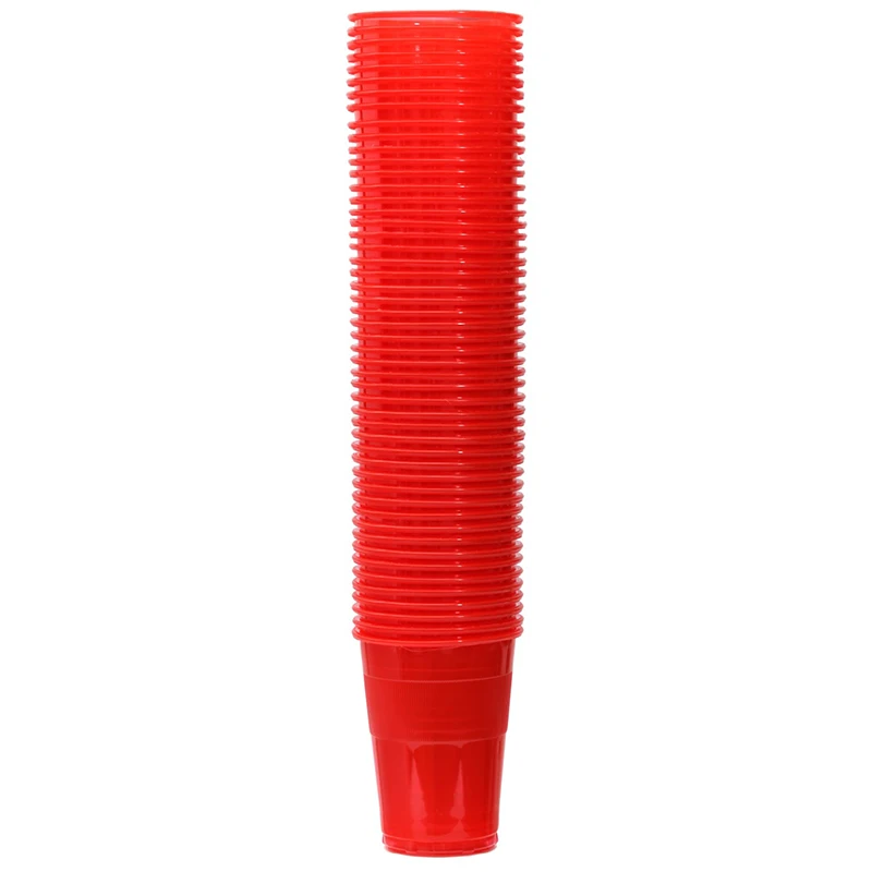 50 Pieces x Party Wedding Supplies, 8oz/220ml Red Famous Service Impact Plastic Cup