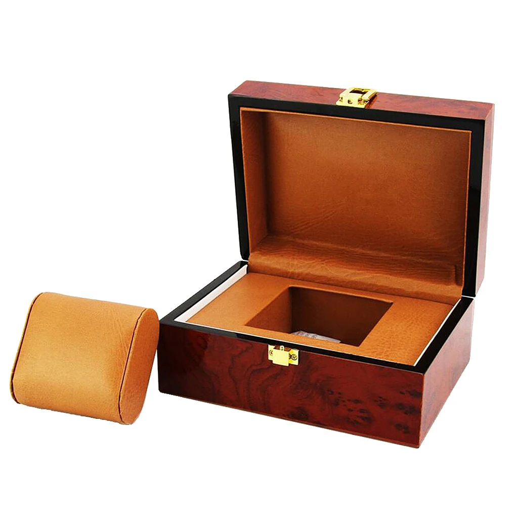 Luxury Cushion Interior Wooden Lock Clasp Solid Metal Jewelry Watch Storage Display Box Showcase Mens Gift 18.5x13.5x8.5cm