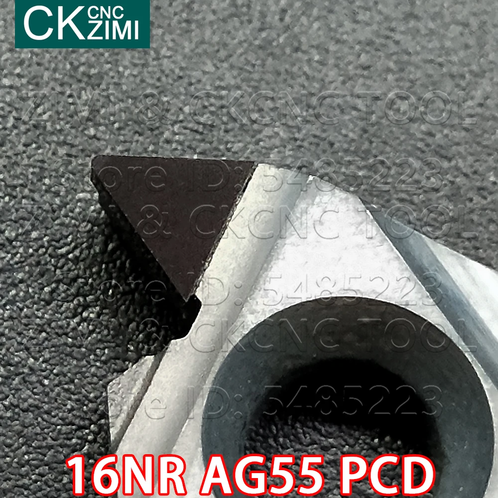 16NR AG55 PCD Diamond PCD CBN مخرطة, إدراج PCD ، الماس ، أدوات مخرطة ، CNC ، شفرة تحول ، أدوات تحول داخلية