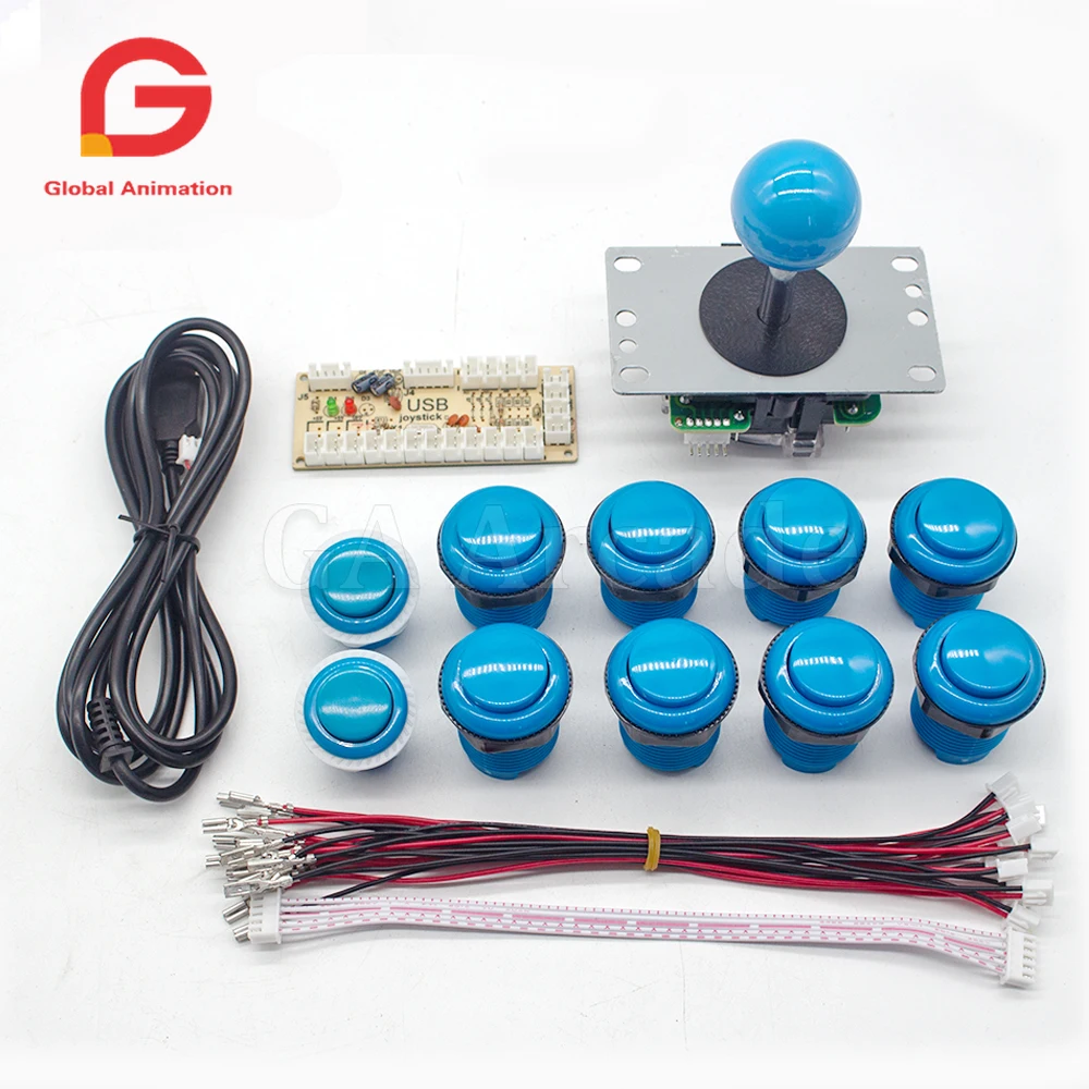 Sanwa-Built-in Push Button Joystick for Arcade, DIY Kit, Encoder to PC, Rasberry Pi Game Console, Zero Delay
