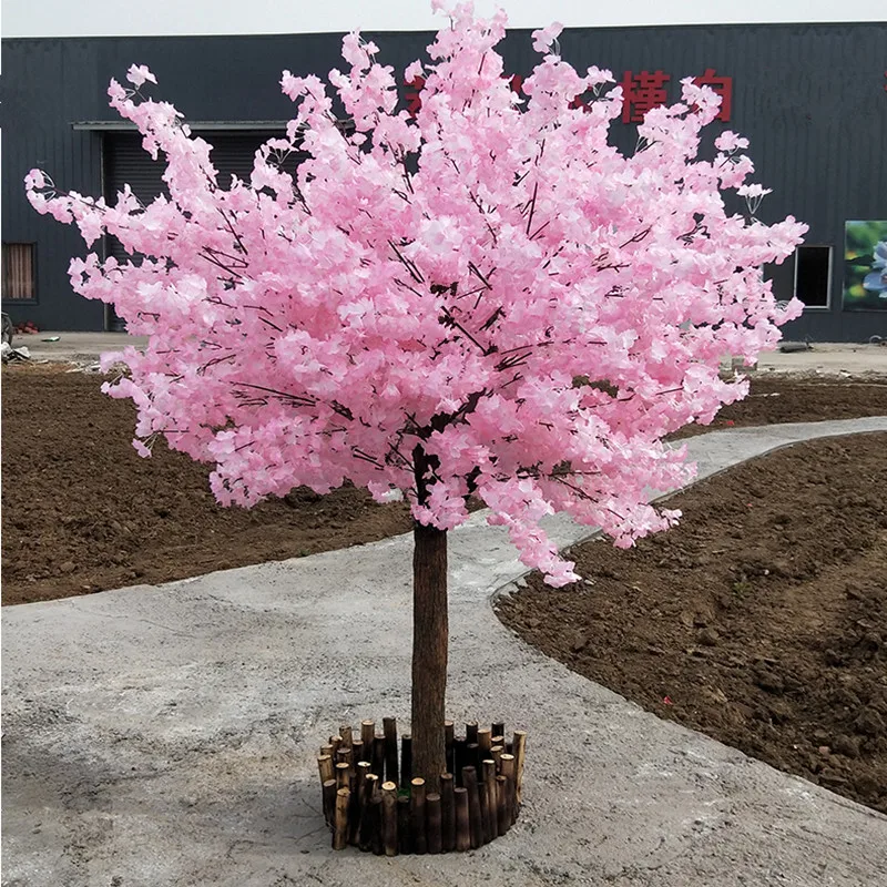 2 Meters Tall Pink Simulation Wishing Trees Artificial Silk Flower Cherry Tree For Mall Opened Garden Decorations