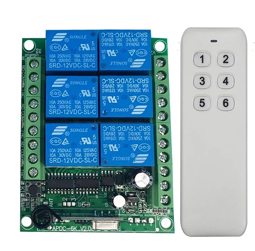 DC 12V 24V 6 CH Channels 6CH RF Wireless Remote Control Switch System,315/433 MHz Transmitter and Receiver/Garage Doors/ lamp