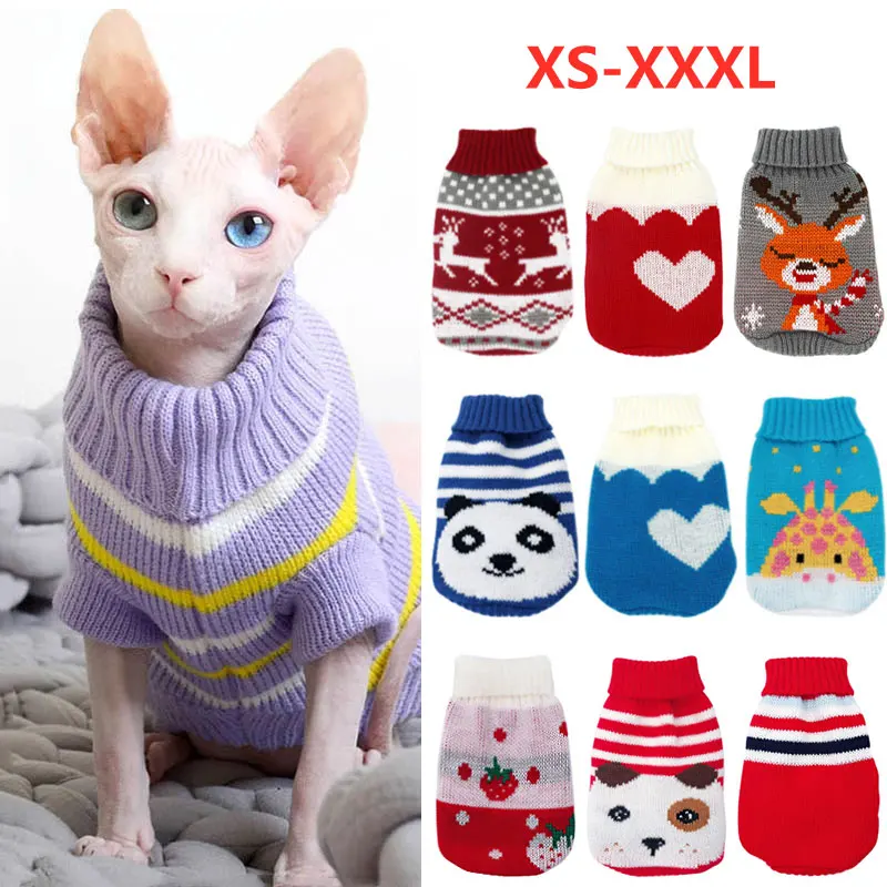 Christmas Dog Clothes for Small Medium Dogs Knitted Cat Sweater Pet Clothing for Chihuahua Bulldogs Puppy Pet Costume Warm Coat