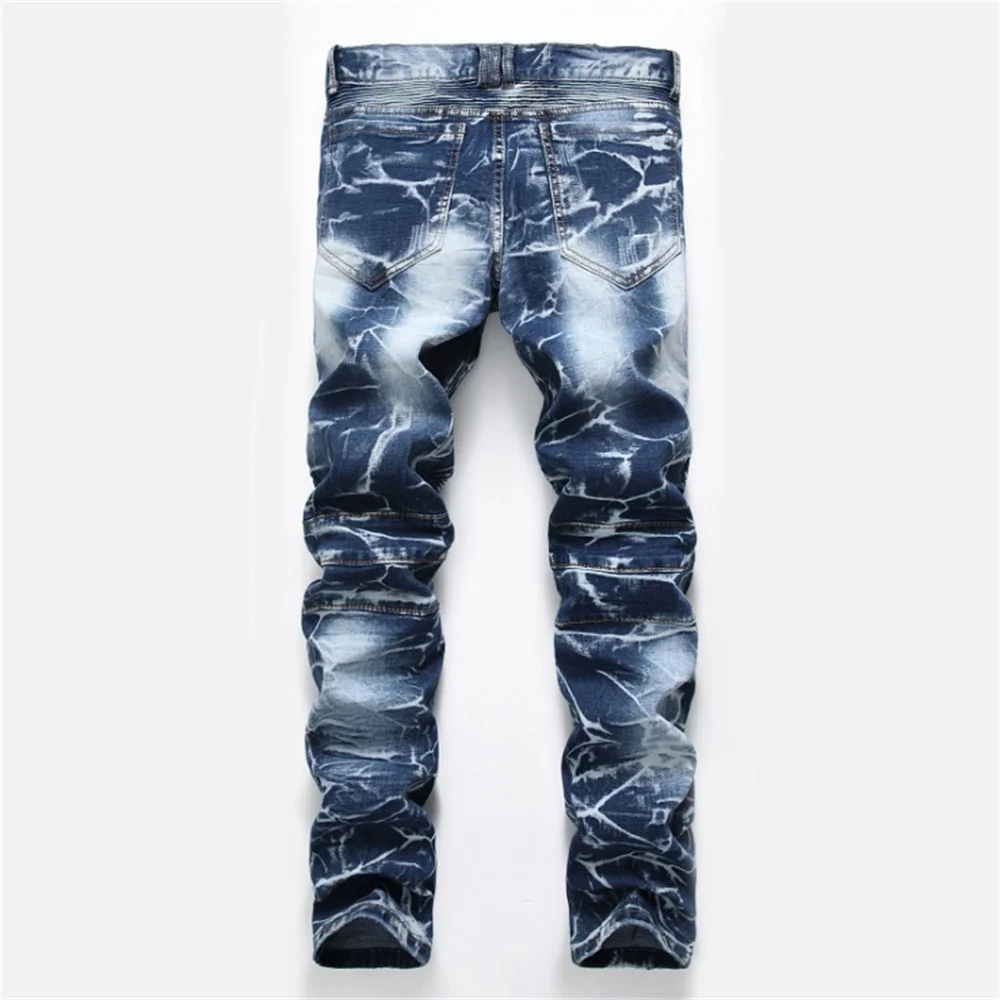 EH·MD® Zipper Pocket Jeans Male Bloodshot Decoration Stitching Striped Stretch Cloth 3D Crotch Slim Digital Printing New 2021