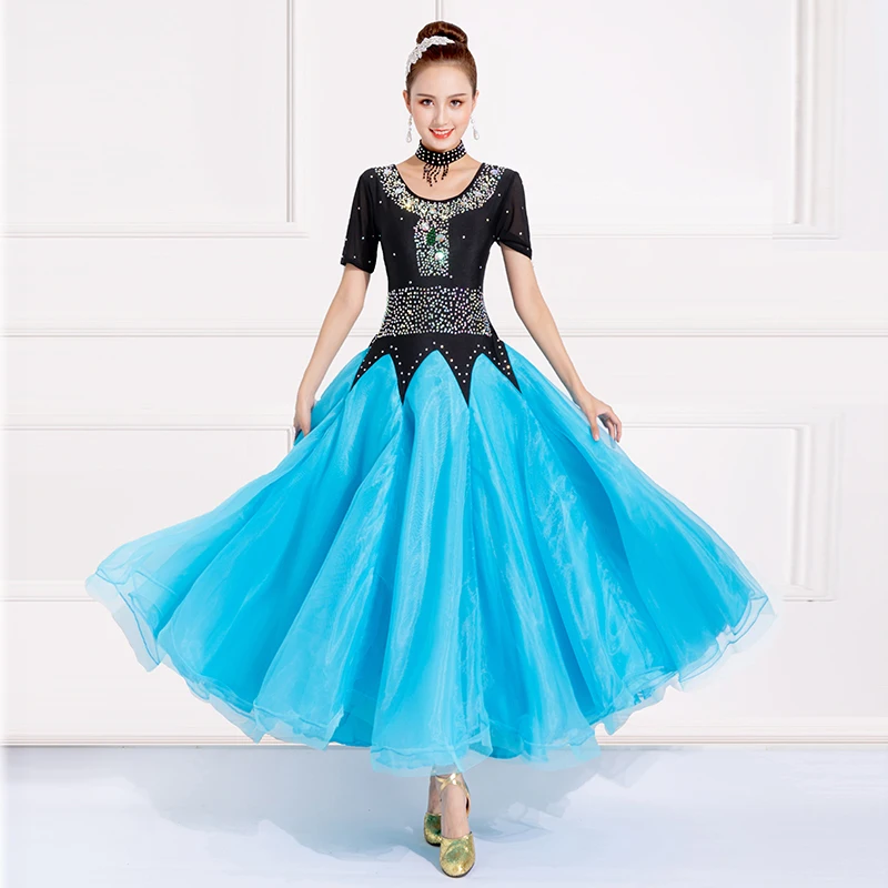 

Customized sequins ballroom dance competition dress waltz dress for dancing modern dance costumes ball dress foxtrot dress long