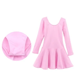 New Cotton Ballet Leotards Children Long/Short Sleeve Skirt Kid  Dance Dress Girl Round-neck Tutu Wear Leotard