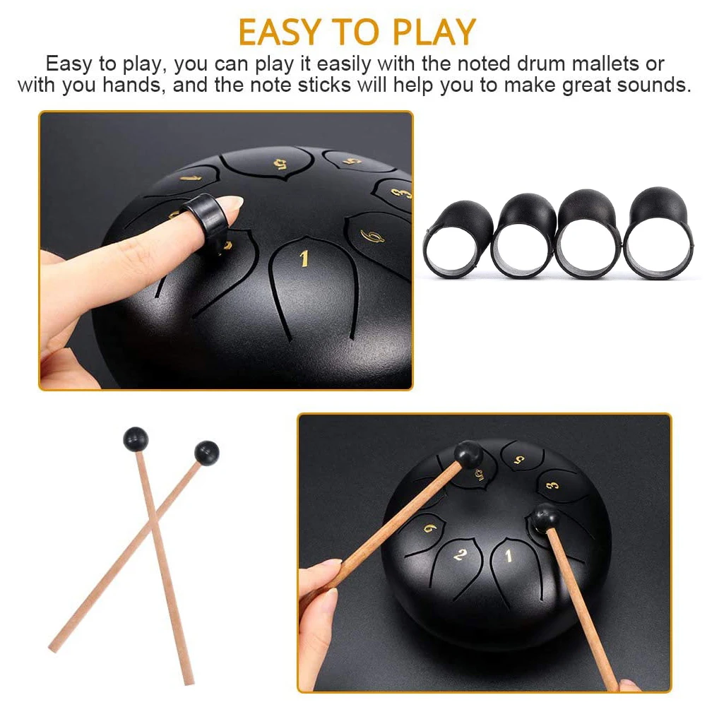 9pcs/Set Steel Tongue Drum Finger Picks Drumstick Finger Sleeves Handpan Percussion Drumsticks Stick Tongue Drum Accessories