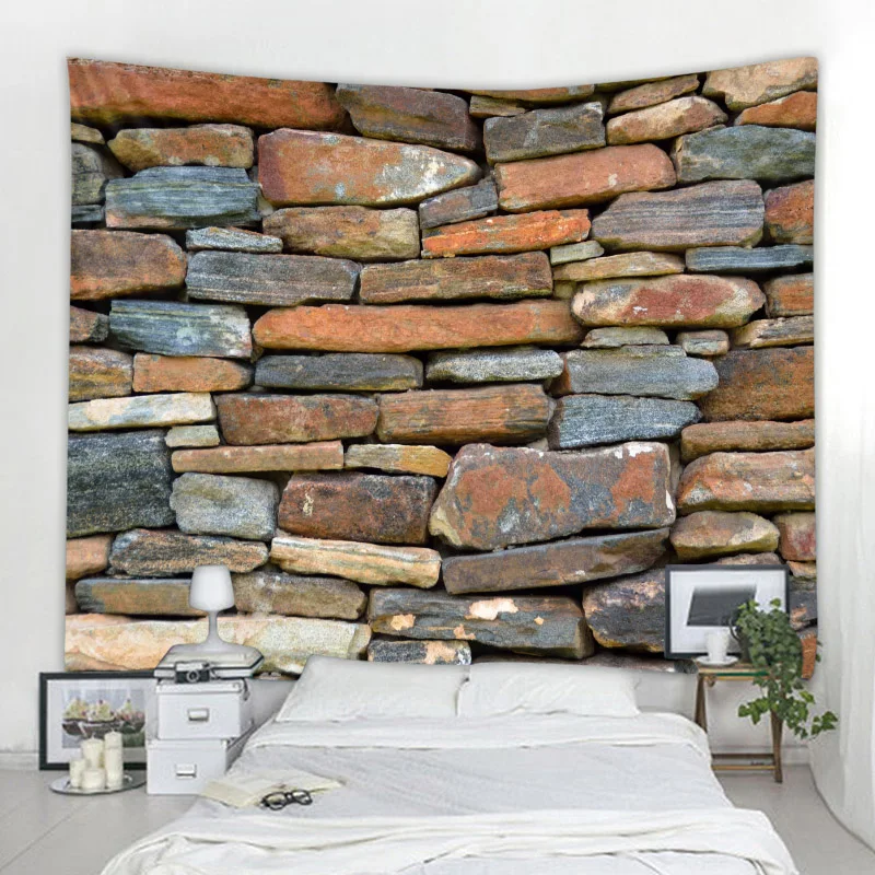 3d printing stone wall tapestry retro wood plank brick wall tapestry mandala bohemian psychedelic hippie home wall decoration