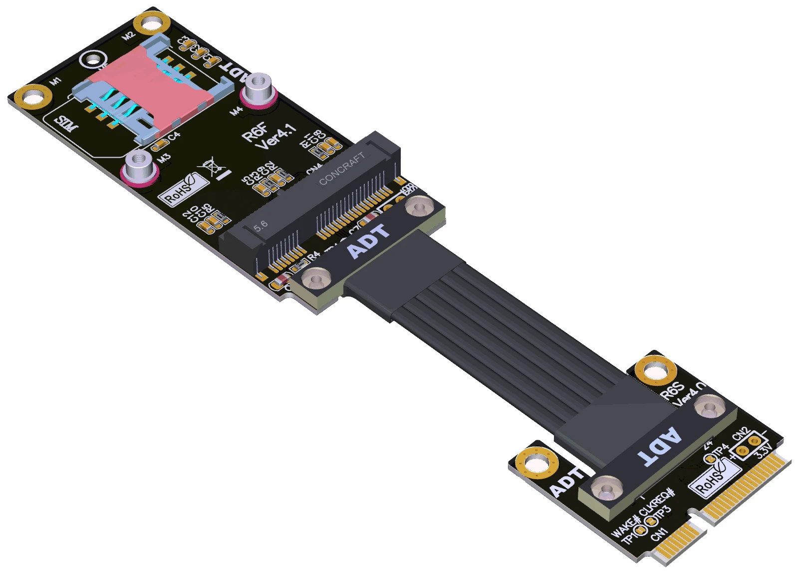 ADT Mini-Pcie 무선 네트워크 카드 어댑터 연장 케이블 PCIe 4.0/3.0 향상된 연결성을 위한 호환 GPU 연장 케이블