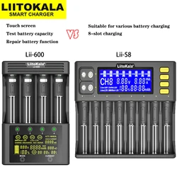 LiitoKala brand new Lii600 Lii-S8 LCD inteligentna ładowarka do akumulatora do 18650 26650 21700 AA AAA 3.7V/3.2V/1.2V bateria litowa NiMH