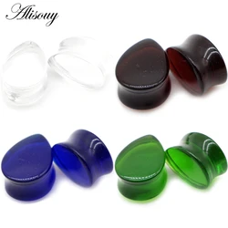 Alisouy 2pcs 6-25mm Water Drop Glass Women Men Ear Plug Tunnel Guages Stretcher Expander Extender Earring Piercing Body Jewelry