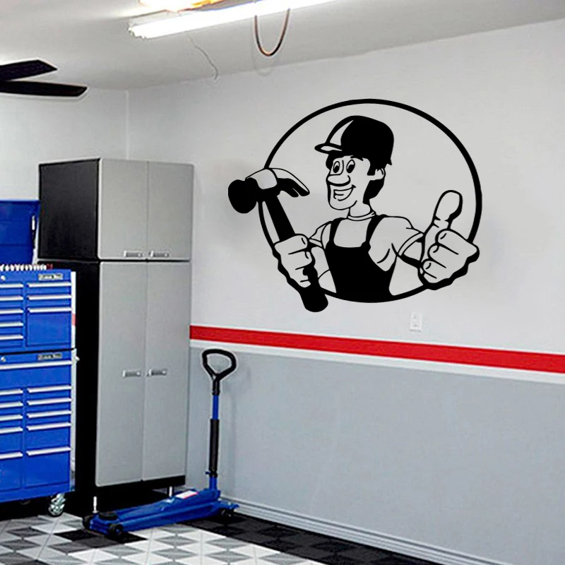 Large Construction Business Handyman Car Auto Service Wall Sticker Decal Garage Logo Vinyl Decor