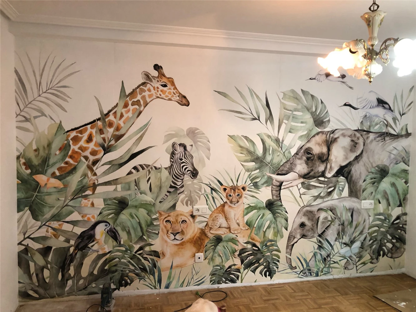 custom photo  mural wallpapers for living room bedroom background home decoration Lion elephant animal world wallpaper Stickers