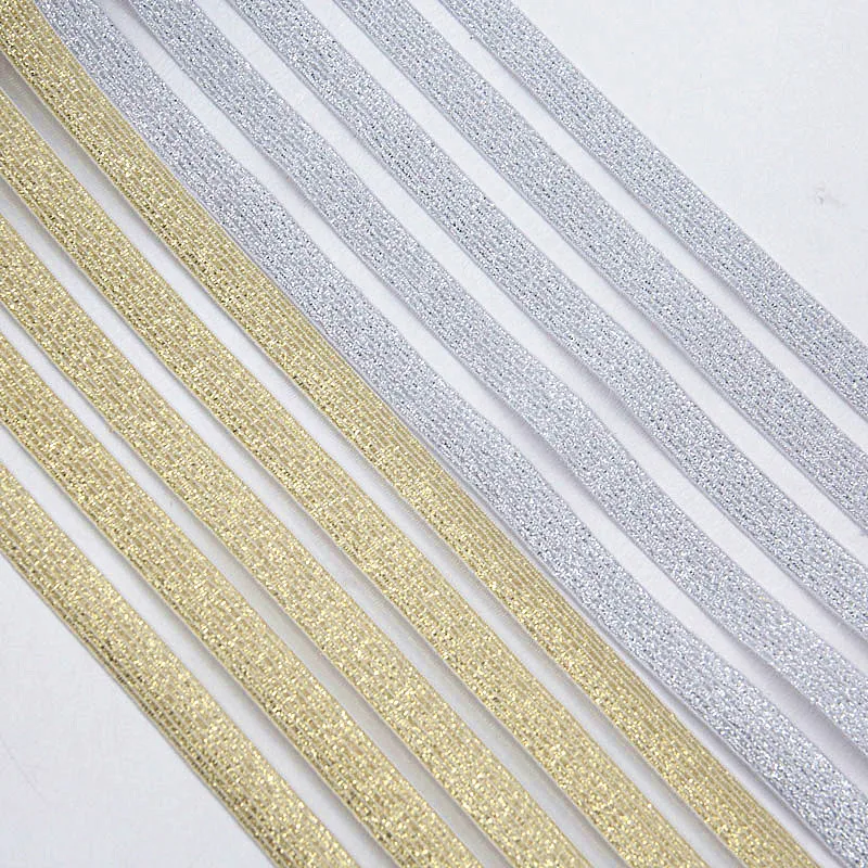 50mm 90mm Gold Silver Lace Elastic Band Glitter Mesh Stripe Rubber Band Nylon Webbing Garment Sewing Accessories Width 5cm 9cm