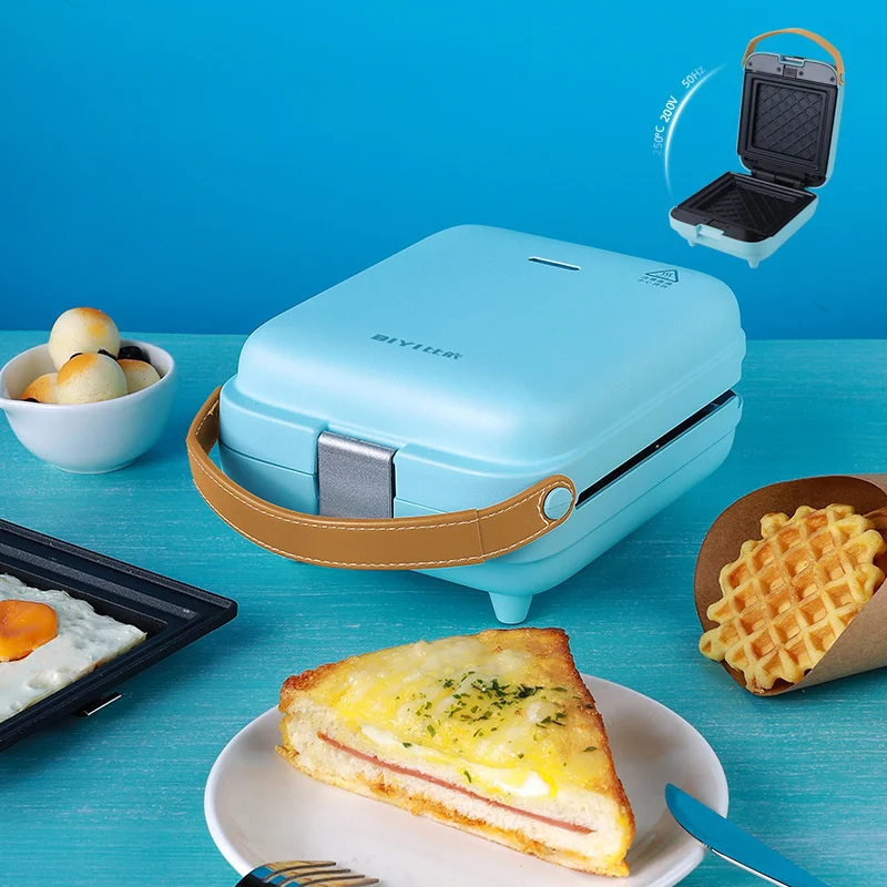 เครื่องปิ้งขนมปังอัตโนมัติอาหารเช้าแบบพกพาเครื่องทำแซนวิชไฟฟ้าวาฟเฟิล Non Stick Multifunctional Home Drop Shipping MB20