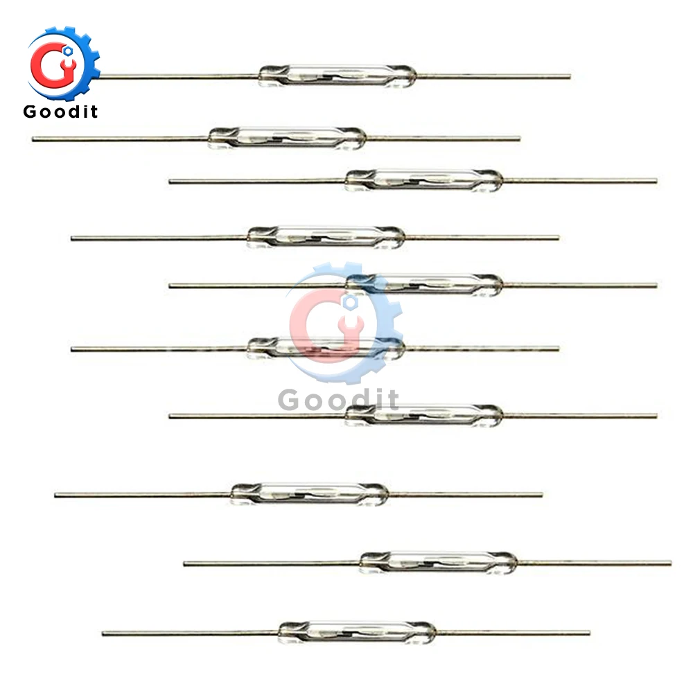 10pcs N/O Reed switch Magnetic Switch 2 * 14mm Normally Open Magnetic Induction switch