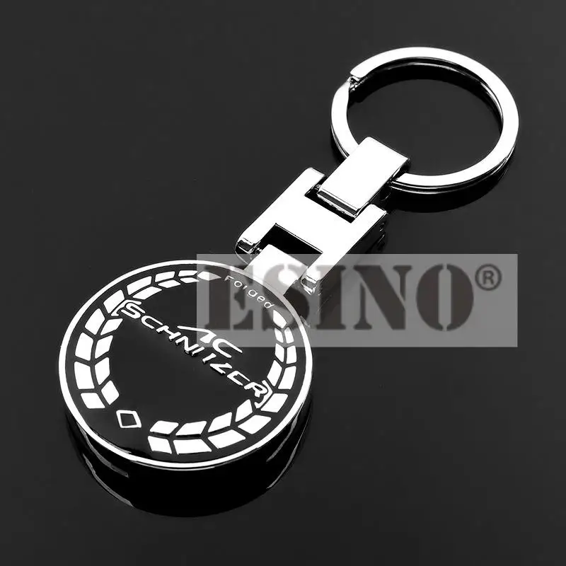 Fashion Design Car Accessory 3D Metal Zinc Alloy H Type Double Side Key Chain Key Ring for AC Schnitzer