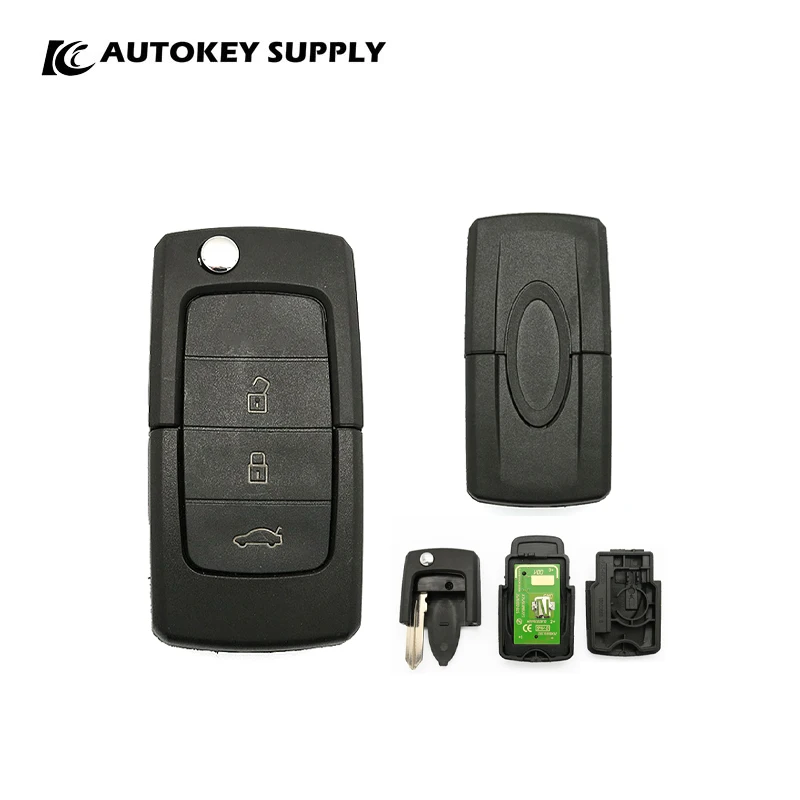 

Autokeysupply AKFDC409-34H 3-кнопочный дистанционный откидной ключ (багажник-бутон) в комплекте 433 МГц — 315 МГц для Ford