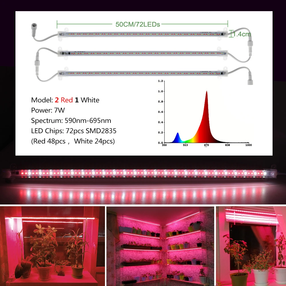 220V LED Tumbuh Cahaya Bar Set untuk Dalam Ruangan Luar Ruangan Tanaman Tumbuh LED Tumbuh Tabung Pencahayaan IP67 Tahan Air untuk Akuarium Rumah Kaca