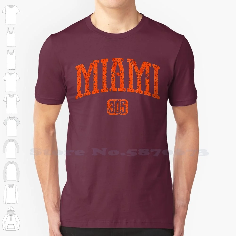 Summer Short Sleeve Shirts Tops M~2xl Big Size Cotton Tees Men's Miami 305 T Shirt