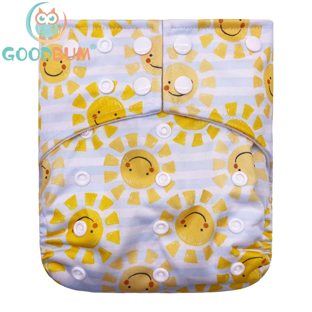 Goodbum 2020 Waves Printed Washable Adjustable Double Gusset Square Cloth Nappy For Baby Diaper