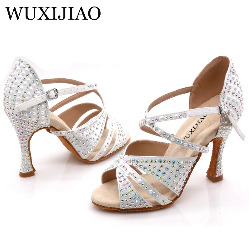 WUXIJIAO Brand Latin Dance Shoes Pearl Series Dance Shoes Salsa Women\'s Ballroom Dance Shoes Kuba Heel