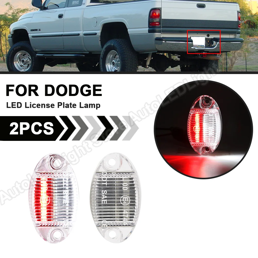 

2Pcs For 1994 1995 1996 1997 1998 1999 2000 2001 2002 DODGE RAM 1500 2500 3500 Pickup LED License Plate Light Number Plate Lamp