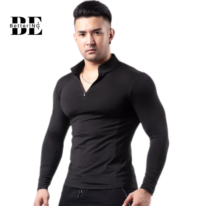 

2021 Male Quick-dry Breathable Leisure Fitness Suit with Fleece Warm High-necked Tights, Sweaty Running Quick-dry Sportswear