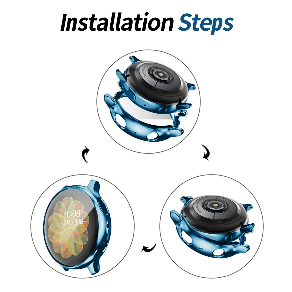 삼성 갤럭시 워치 액티브 2 소프트 실리콘 커버, 보호 케이스 갤럭시 액티브 40mm 44mm 초박형 화면 보호
