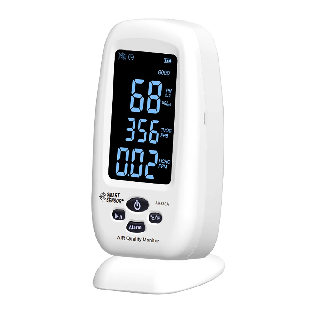 SMART SENSOR AR830A 5 in 1 Air Quality Monitor Digital Gas Analyzer with Temperature Humidity PM2.5 TVOC HCHO Detector