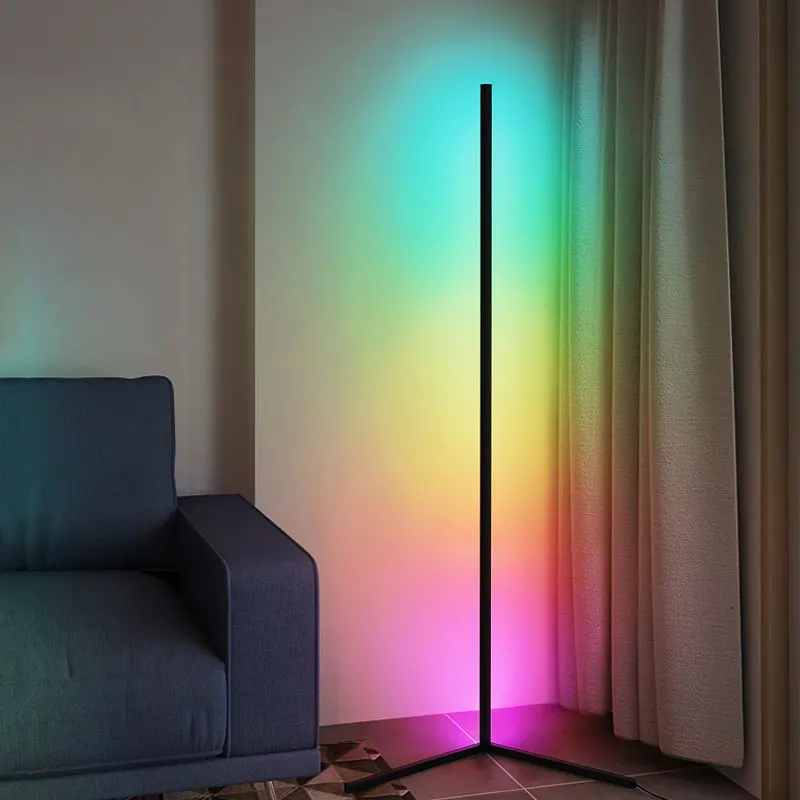 

Modern Simple RGB LED Corner Floor Lamp Colorful Atmosphere Lights Standing Lamps for Bedroom Living Room Home Indoor Lighting