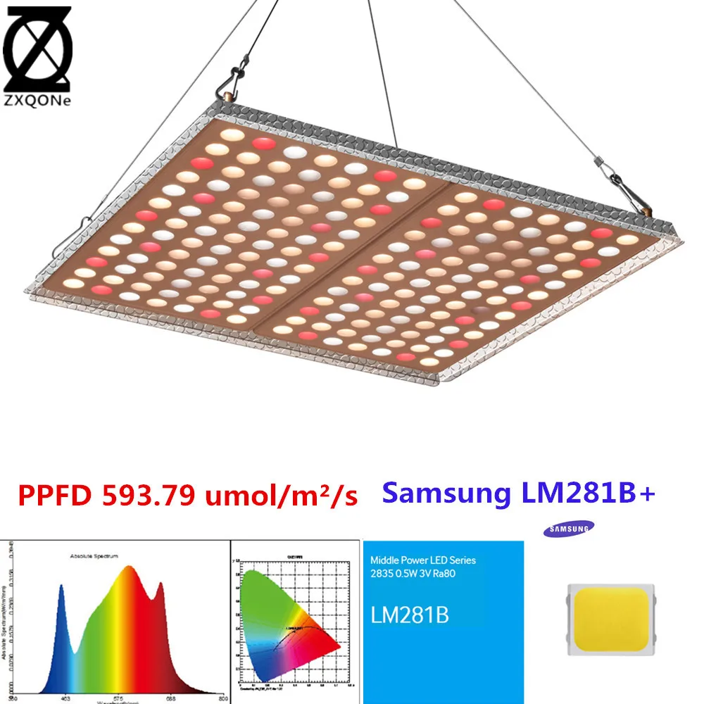 Samsung-LED Quantum Growth Board Lamp, LM281b, 3000K, 5000K, 660NM, 730NM, IR, PPFD, 593 µmol/m/s, Phytolamp for Indoor Plant