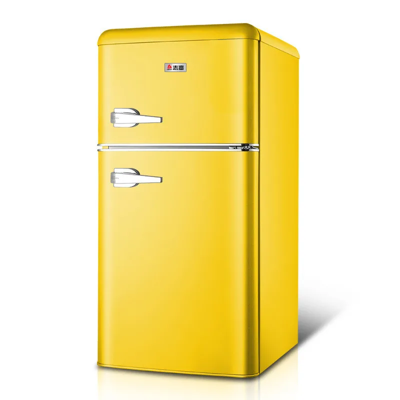 220V 118L Retro Refrigerator Small Household Double Door Refrigerator Fridge Small Refrigerator small fridge for room