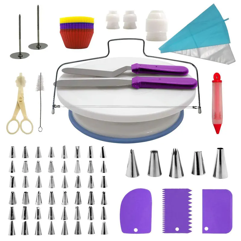 

106 Pcs Cake Turntable Cake Decorating Tools Kit Rotary Table Baking Tool Piping Nozzle Piping Bag Set Baking Supplies Sets