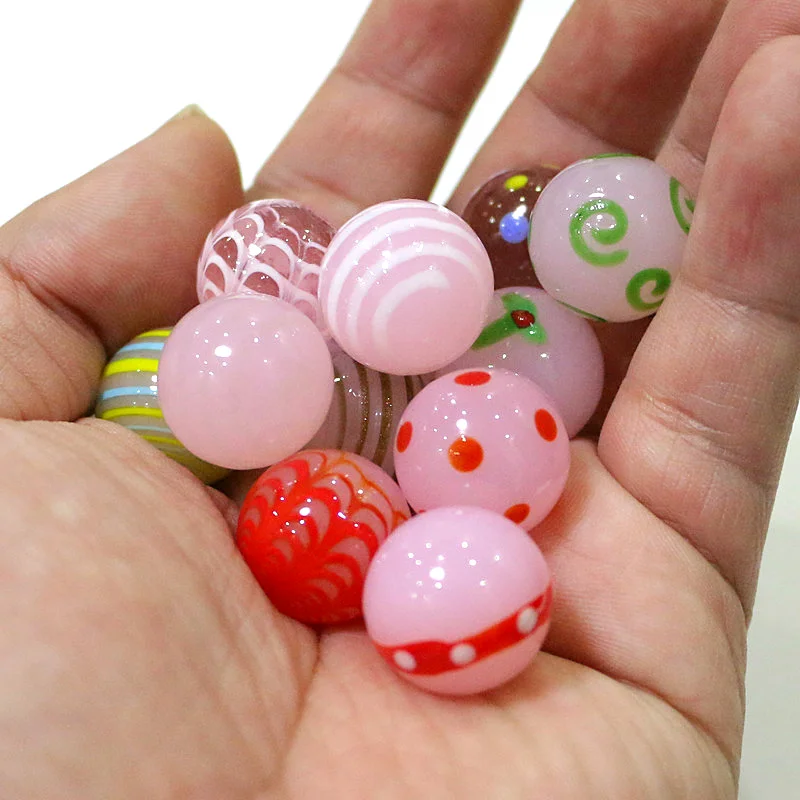 New 18mm Pink Tone Design Lovely Handmade Glass Marbles Ball Kids Marble Run Game Solitaire Toy Vase Filled Fish Tank Home Decor