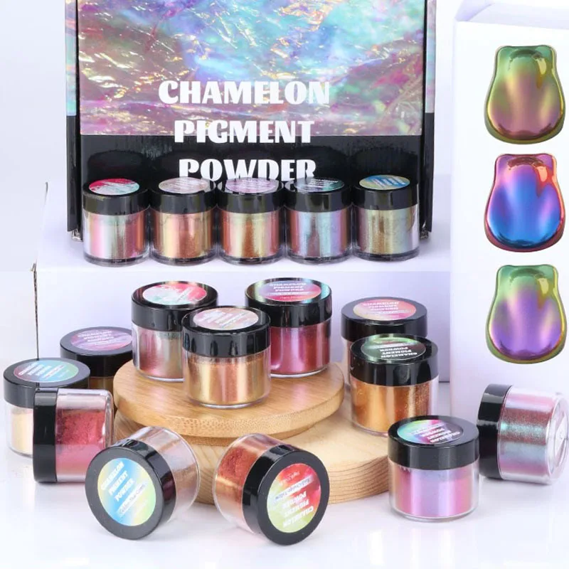 

5g Mirror Chameleons Pigment Pearlescent Epoxy Resin Glitter 12 Colors Magic Powder Kit Resin Colorant Jewelry Making Tools