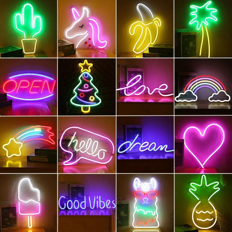 LED Neon Sign Night Light Wall Art Sign Moon Dolphin USB Wall Hanging Neon for Home, Party, Wedding, Room, Bedroom Wall Decor