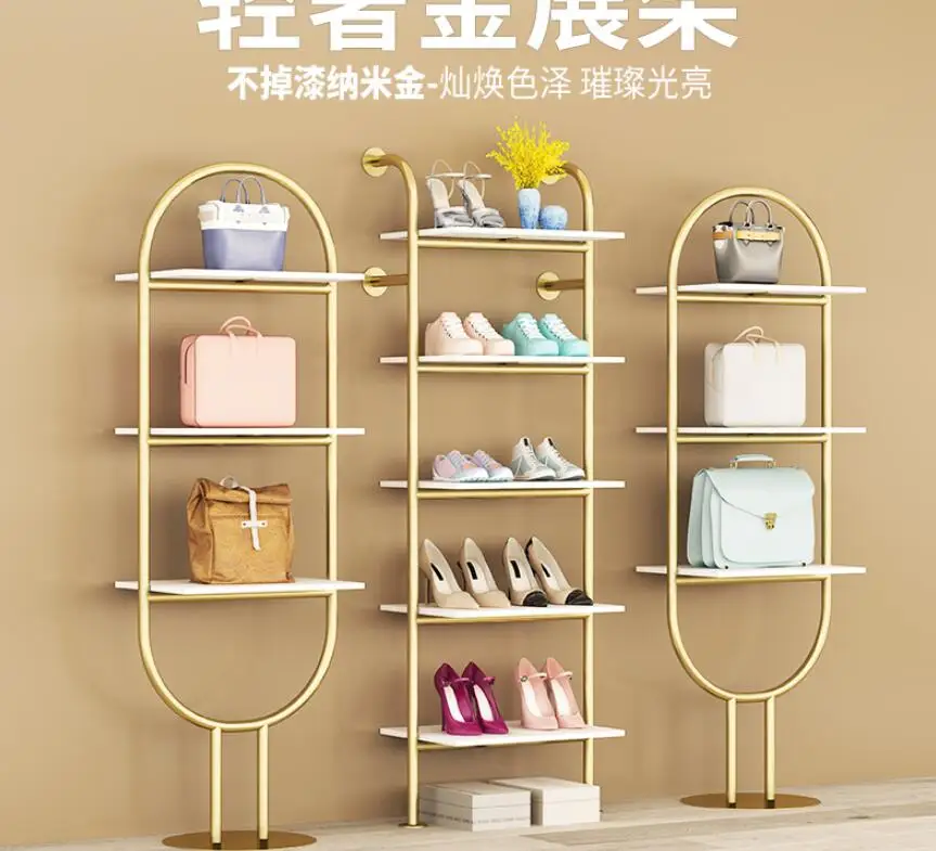 Clothing store shoe rack display shelf bag rack wall multi layer creative shelf store shelf