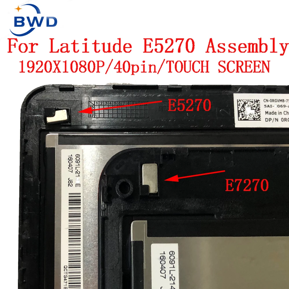 Dp/N 039dcw 39dcw Voor Dell Latitude E5270 Lcd Touchscreen Assemblage