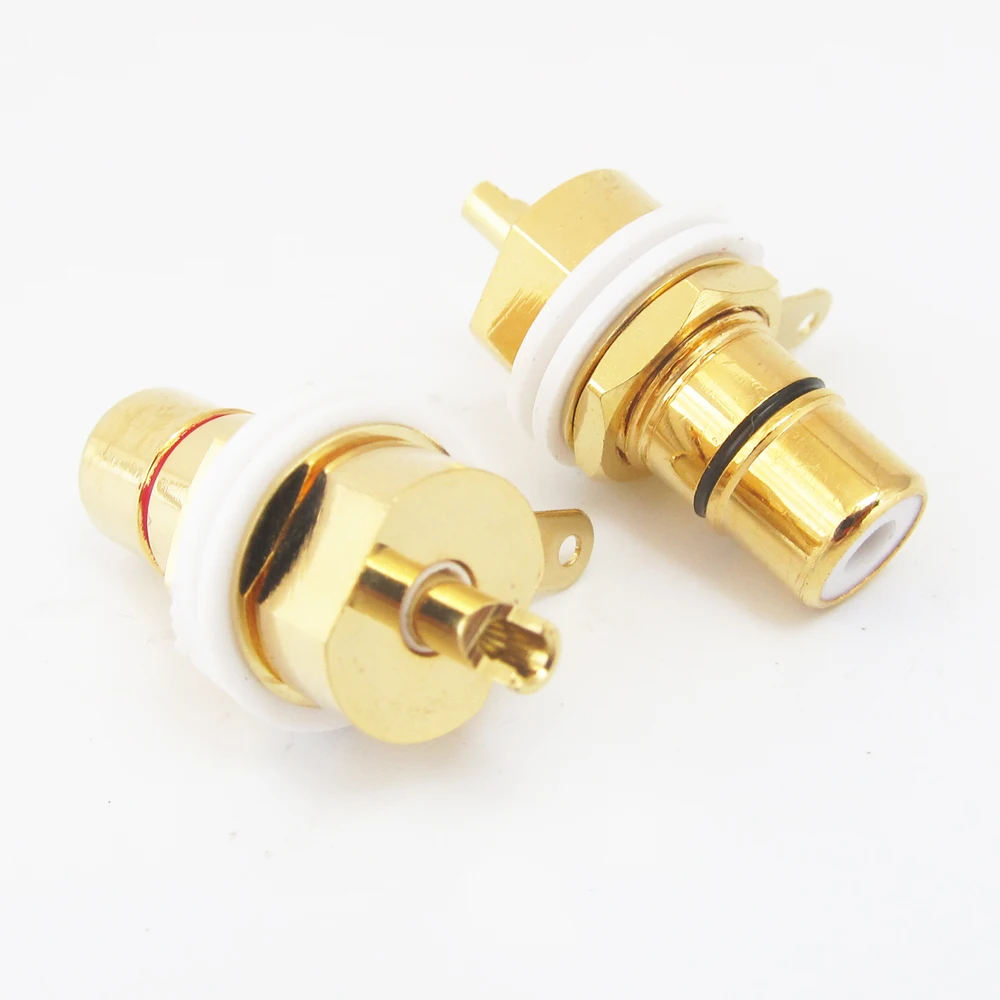 10 pairs CMC Gold Plated Brass RCA Female Phono Jack Panel Mount Chassis Connectors