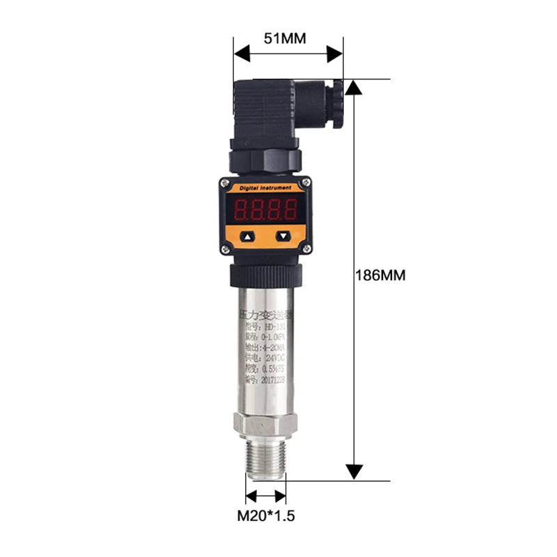 4-20mA RS485 Output Druk Zender 0-16Mpa 30bar Led Digitale Display Brandstof Niveau Sensor Transducer